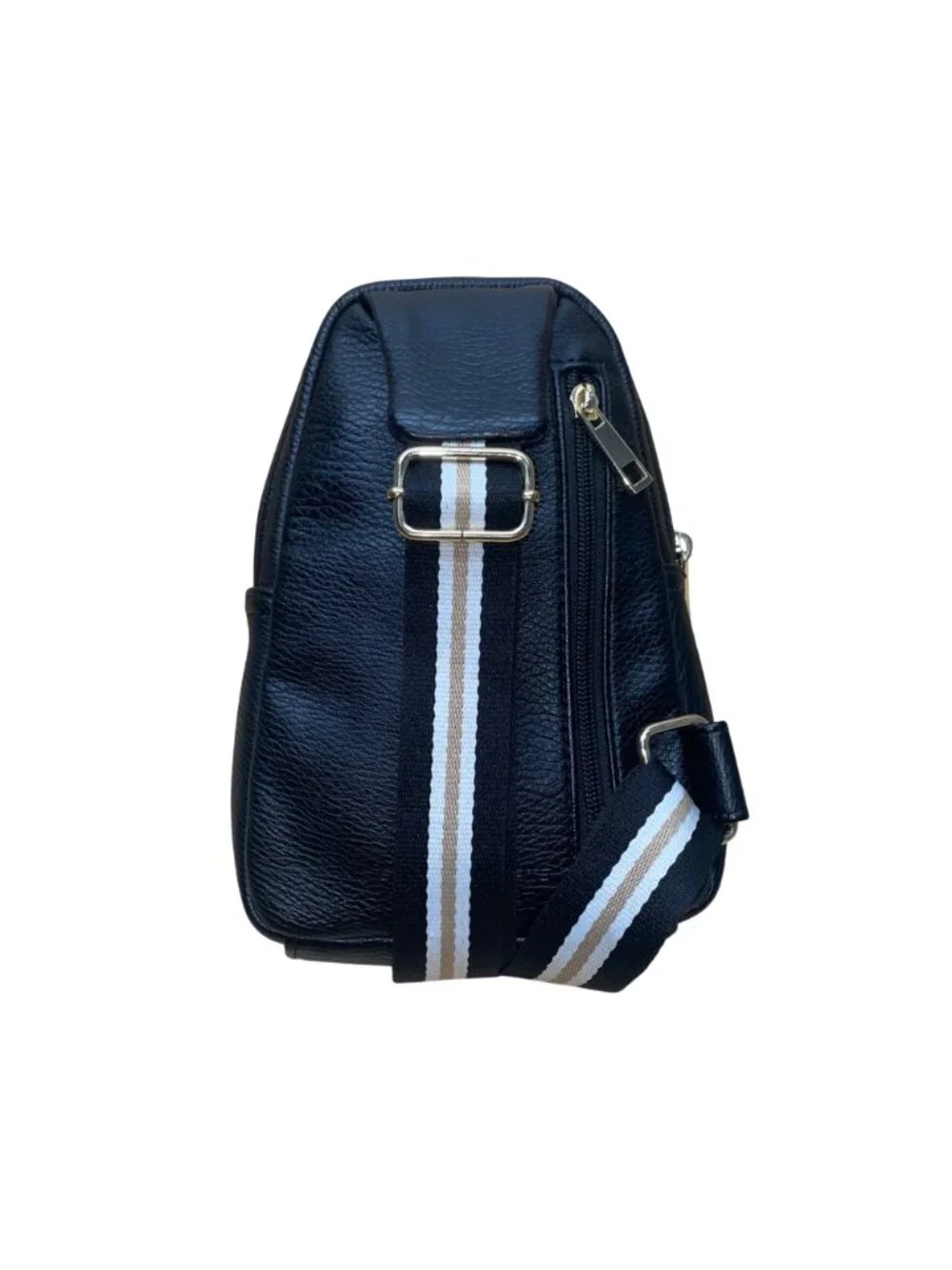 Sondra Roberts Women’s Black Leather Adjustable Strap Crossbody Sling Backpack